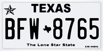 TX license plate BFW8765