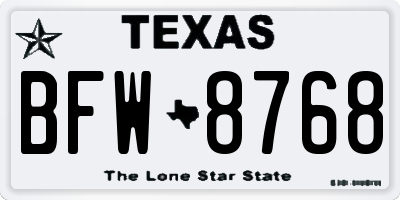 TX license plate BFW8768
