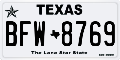 TX license plate BFW8769