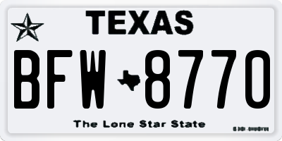TX license plate BFW8770