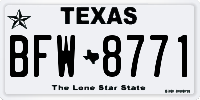TX license plate BFW8771