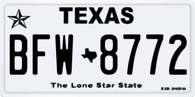 TX license plate BFW8772