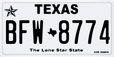TX license plate BFW8774