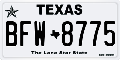TX license plate BFW8775