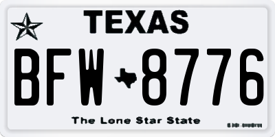 TX license plate BFW8776