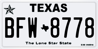 TX license plate BFW8778