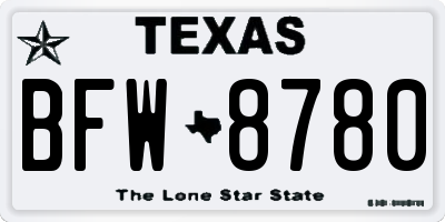 TX license plate BFW8780