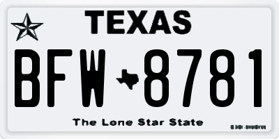 TX license plate BFW8781