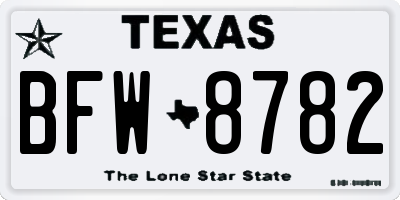 TX license plate BFW8782