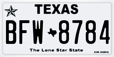 TX license plate BFW8784