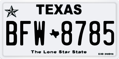 TX license plate BFW8785
