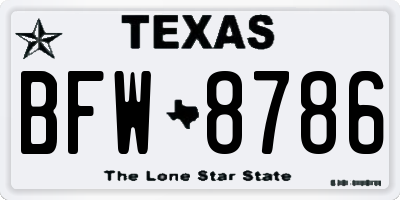 TX license plate BFW8786