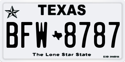 TX license plate BFW8787