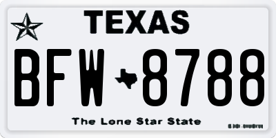 TX license plate BFW8788