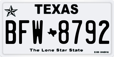 TX license plate BFW8792