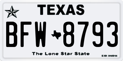 TX license plate BFW8793