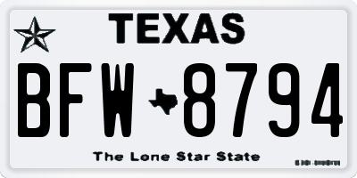 TX license plate BFW8794