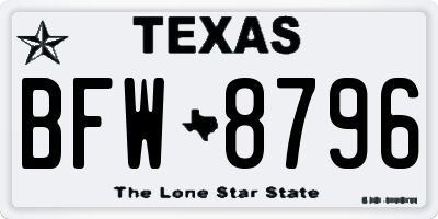TX license plate BFW8796