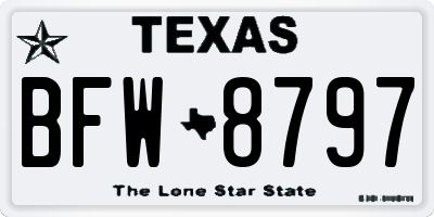 TX license plate BFW8797