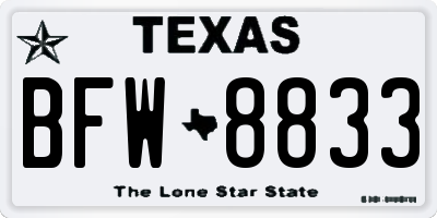 TX license plate BFW8833