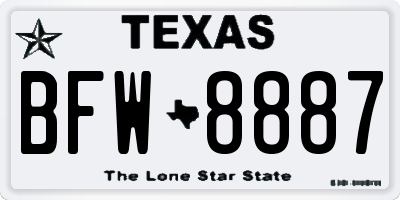 TX license plate BFW8887