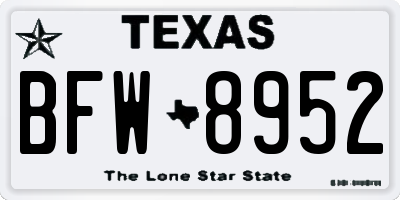 TX license plate BFW8952