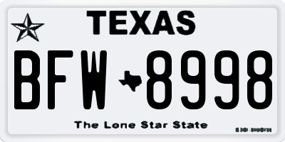 TX license plate BFW8998