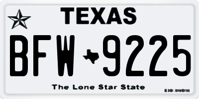 TX license plate BFW9225