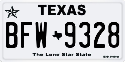 TX license plate BFW9328