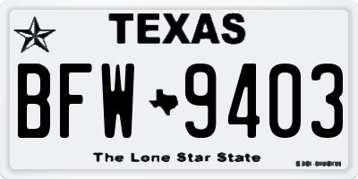 TX license plate BFW9403