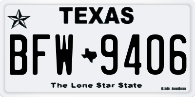 TX license plate BFW9406