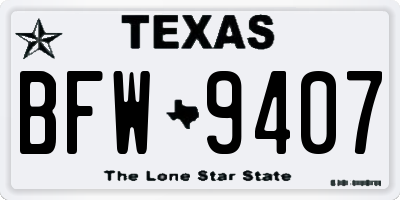 TX license plate BFW9407