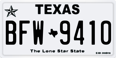 TX license plate BFW9410