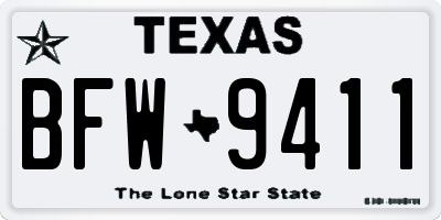 TX license plate BFW9411