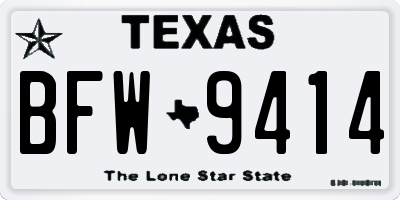 TX license plate BFW9414
