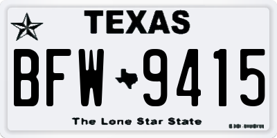 TX license plate BFW9415