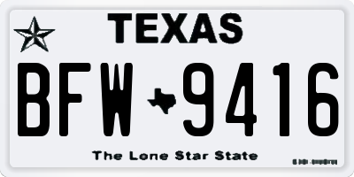 TX license plate BFW9416