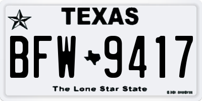 TX license plate BFW9417