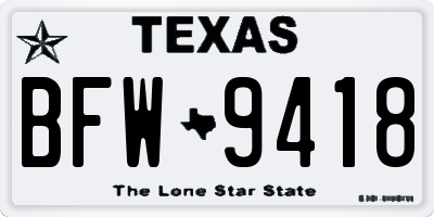 TX license plate BFW9418