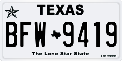 TX license plate BFW9419