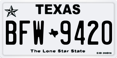 TX license plate BFW9420
