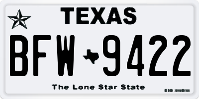 TX license plate BFW9422