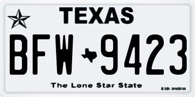 TX license plate BFW9423