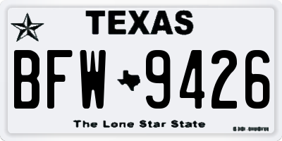 TX license plate BFW9426