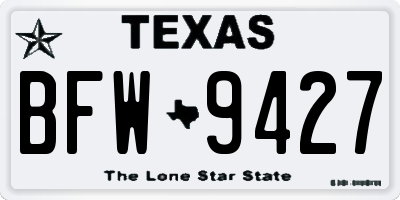 TX license plate BFW9427