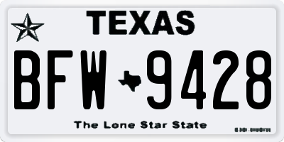 TX license plate BFW9428