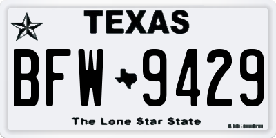 TX license plate BFW9429