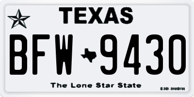 TX license plate BFW9430