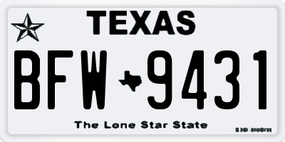 TX license plate BFW9431
