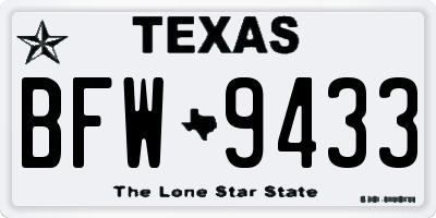 TX license plate BFW9433